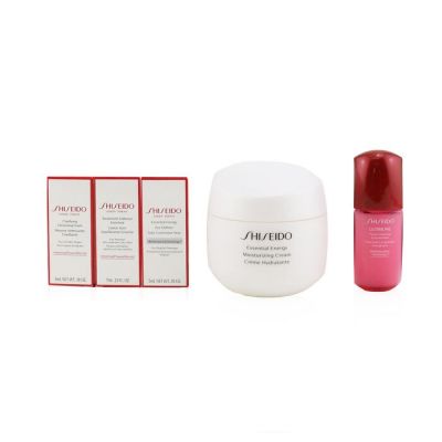 Shiseido - Age Defense Ritual Essential Energy Набор (для Всех Типов Кожи): Увлажняющий Крем 50мл + Очищающая Пенка 5мл + Насыщенное Смягчающее Средство 7мл + Ultimune Концентрат 10мл + Средство для Век 5мл  5pcs+1pouch