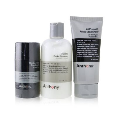 Anthony - Basic Kit With Alcohol Free Deodorant: Cleanser 237ml + Moisturizer 90ml + Deodorant 70g  3pcs
