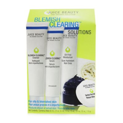Juice Beauty - Blemish Clearing Solutions Kit : Cleanser + Serum + Moisturizer + Mask + Washcloth (Unboxed)  4pcs+1cloth