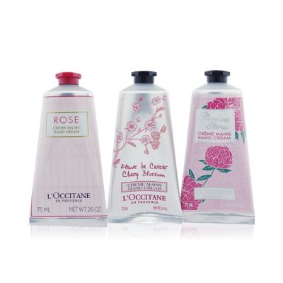L'Occitane - Pink Flowers Hand Cream Collection: Pivoine Flora + Rose + Cherry Blossom  3x75ml/2.6oz