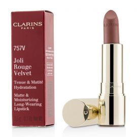 Clarins - Joli Rouge Velvet (Матовая и Увлажняющая Стойкая Губная Помада) - # 757V Nude Brick  3.5g/0.1oz